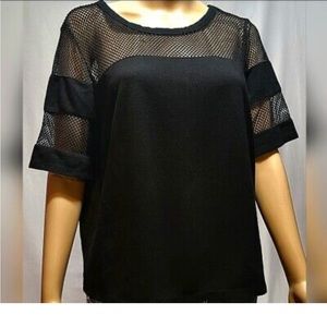 Forever 21 mesh/fishnet style football crop tee